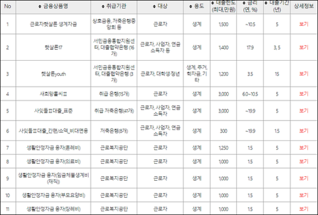  정부지원 서민대출 종류와 자격, 조건