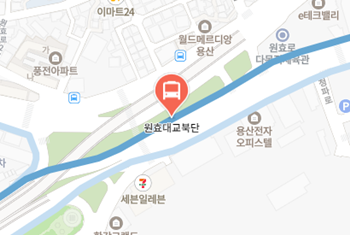 원효대교북단에서 인천공항 리무진 공항버스(6030번) 지도 위치