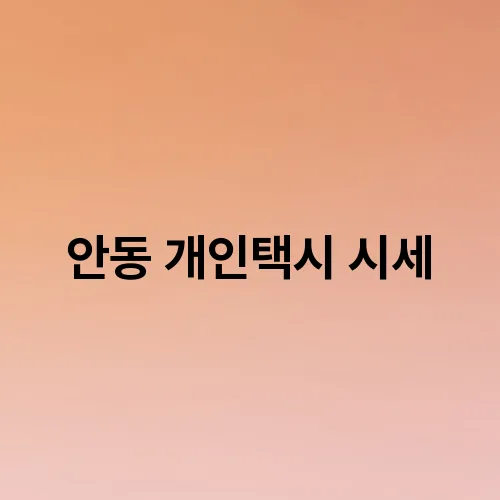 안동 개인택시 시세