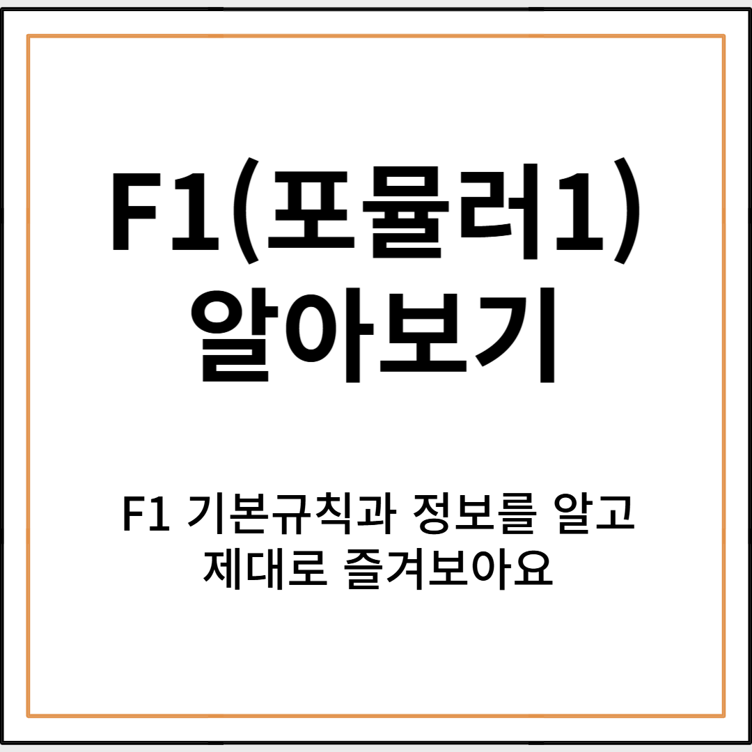 F1(포뮬러 1) 경기 방식과 기초정보