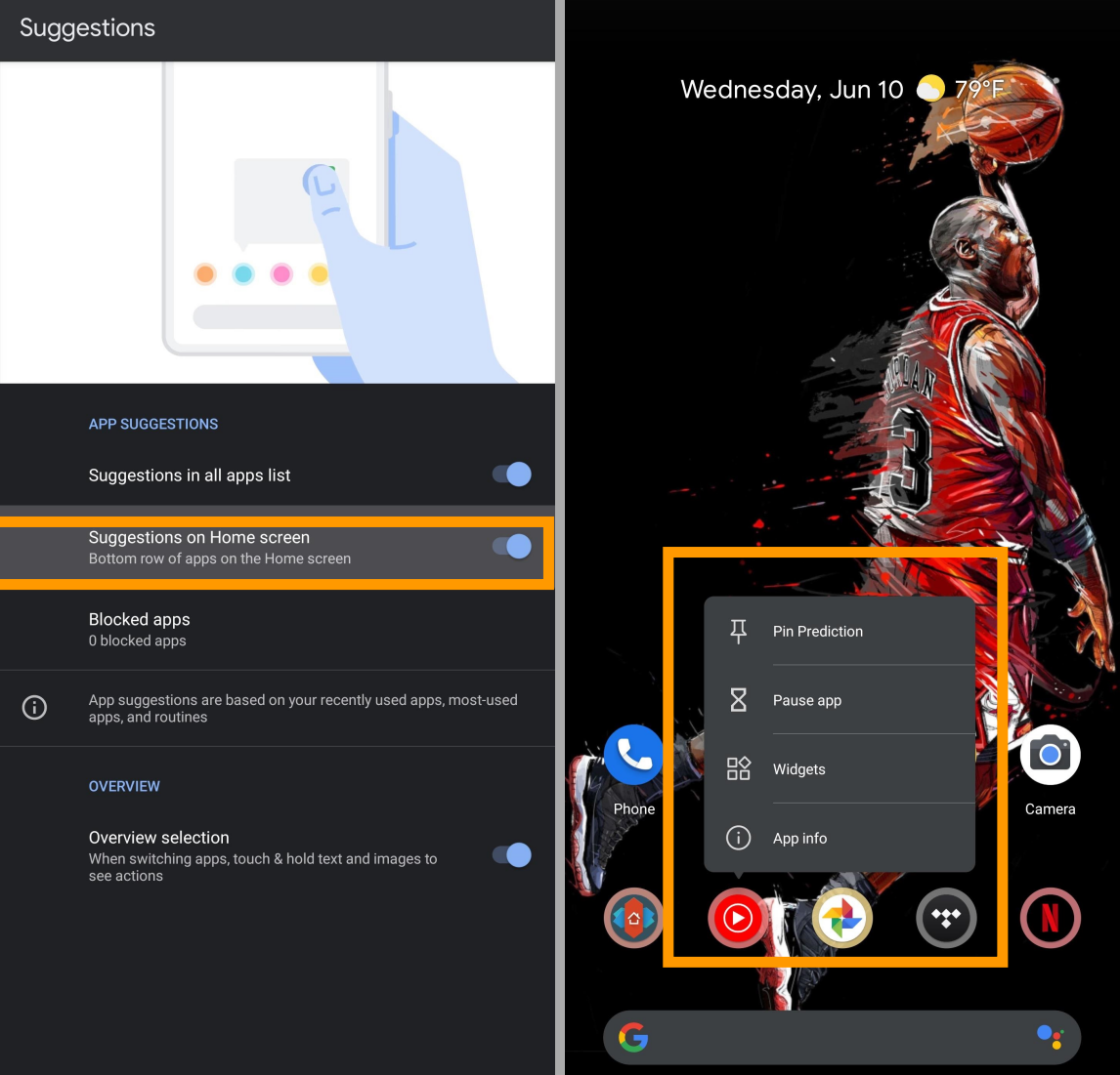 구글 안드로이드11. 52가지 새로운 것들. 49. 홈 화면의 추천 앱