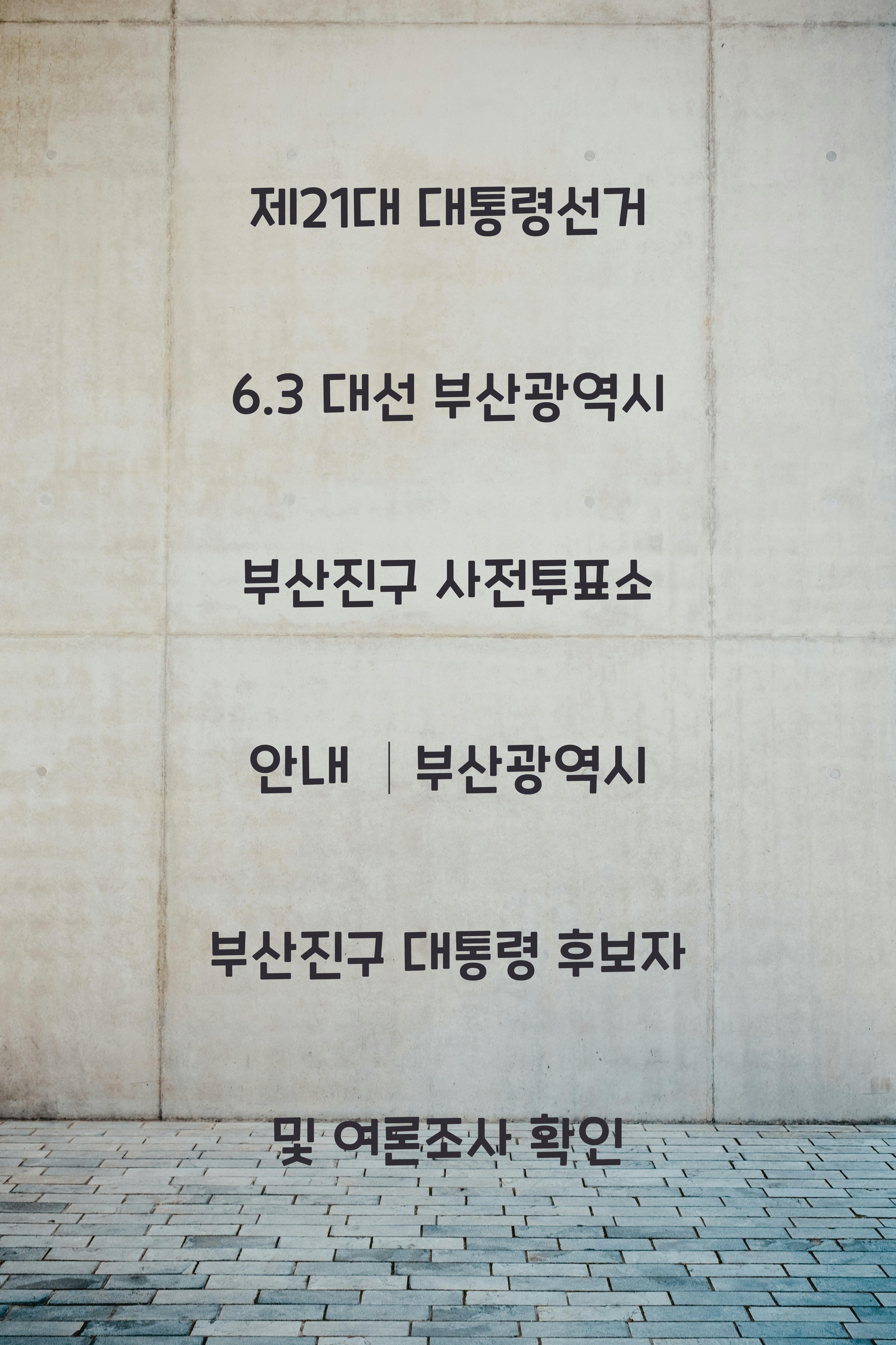 제21대 대통령선거 6.3 대선 부산광역시 부산진구 사전투표소 안내 │부산광역시 부산진구 대통령 후보자 및 여론조사 확인