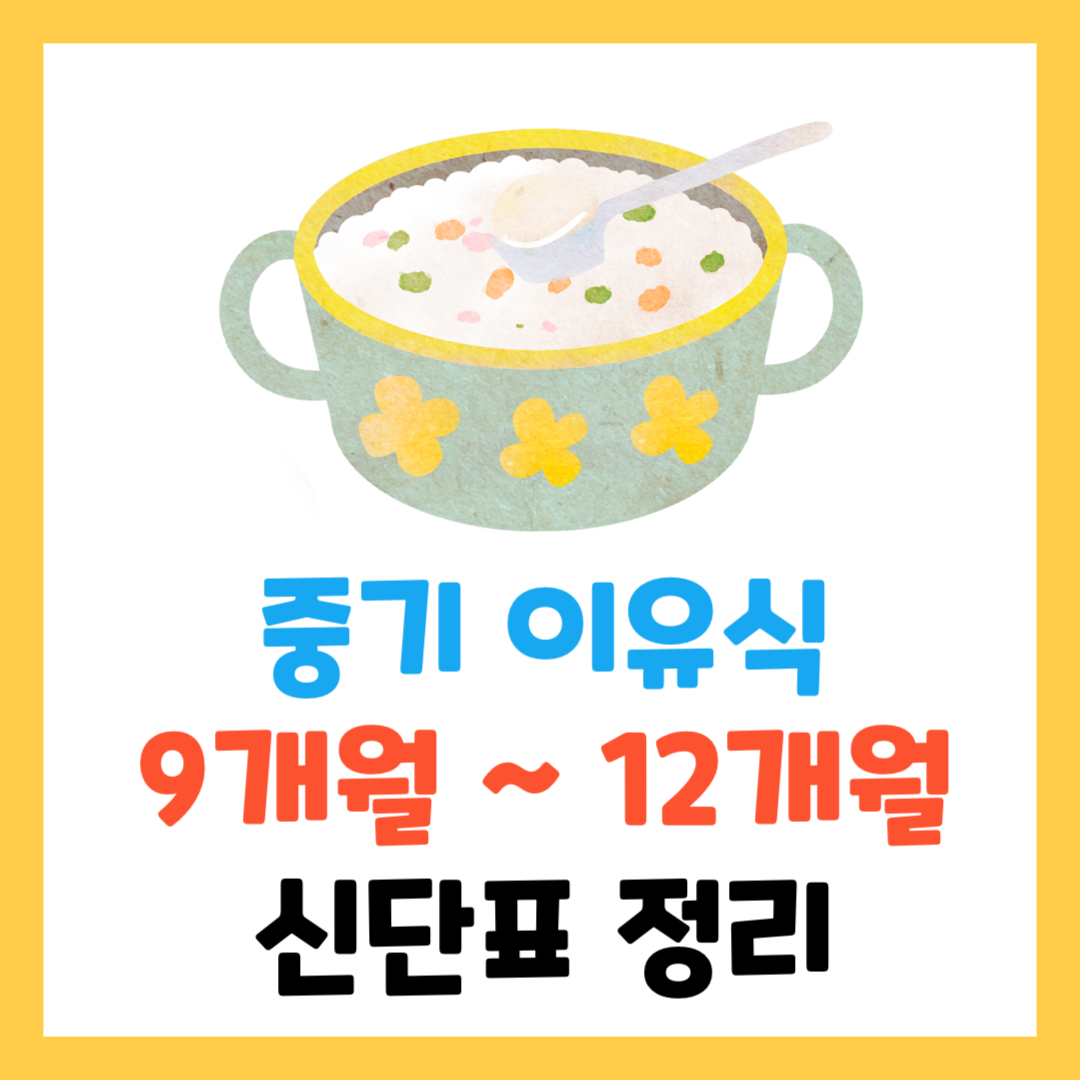 중기 이유식(9~12개월) 식단표 총정리