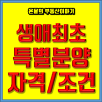  생애최초 특별공급 분양 자격과 조건 상세 정리