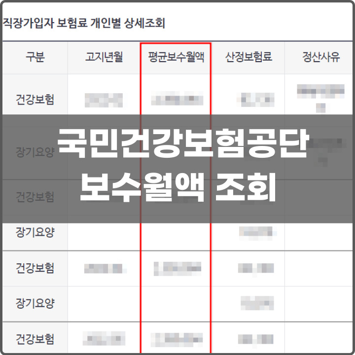 국민건강보험공단 보수월액 조회하는 법 포스팅 썸네일