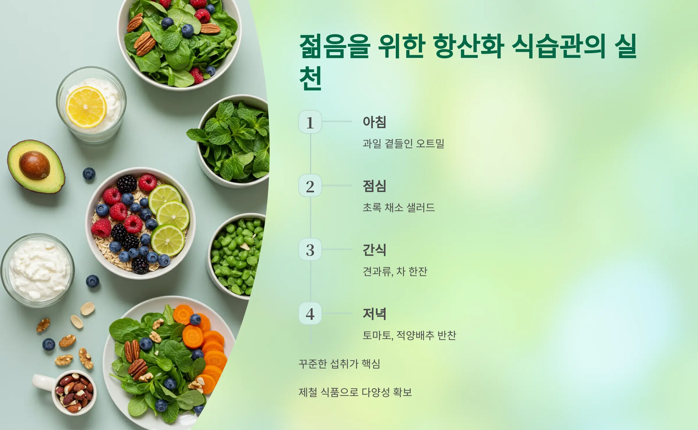 젊음을 위한 항산화 식습관의 실천