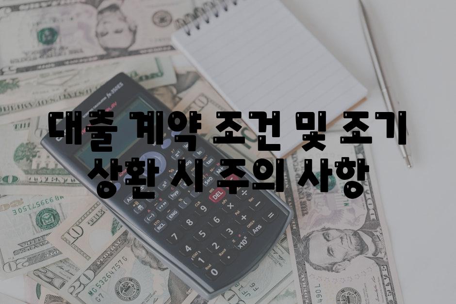 대출 계약 조건 및 조기 상환 시 주의 사항