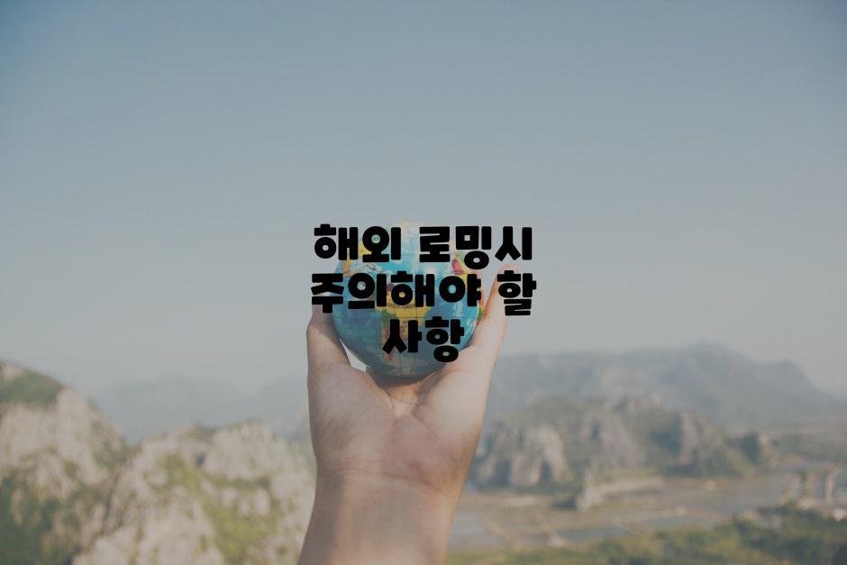 해외 로밍시 주의해야 할 사항