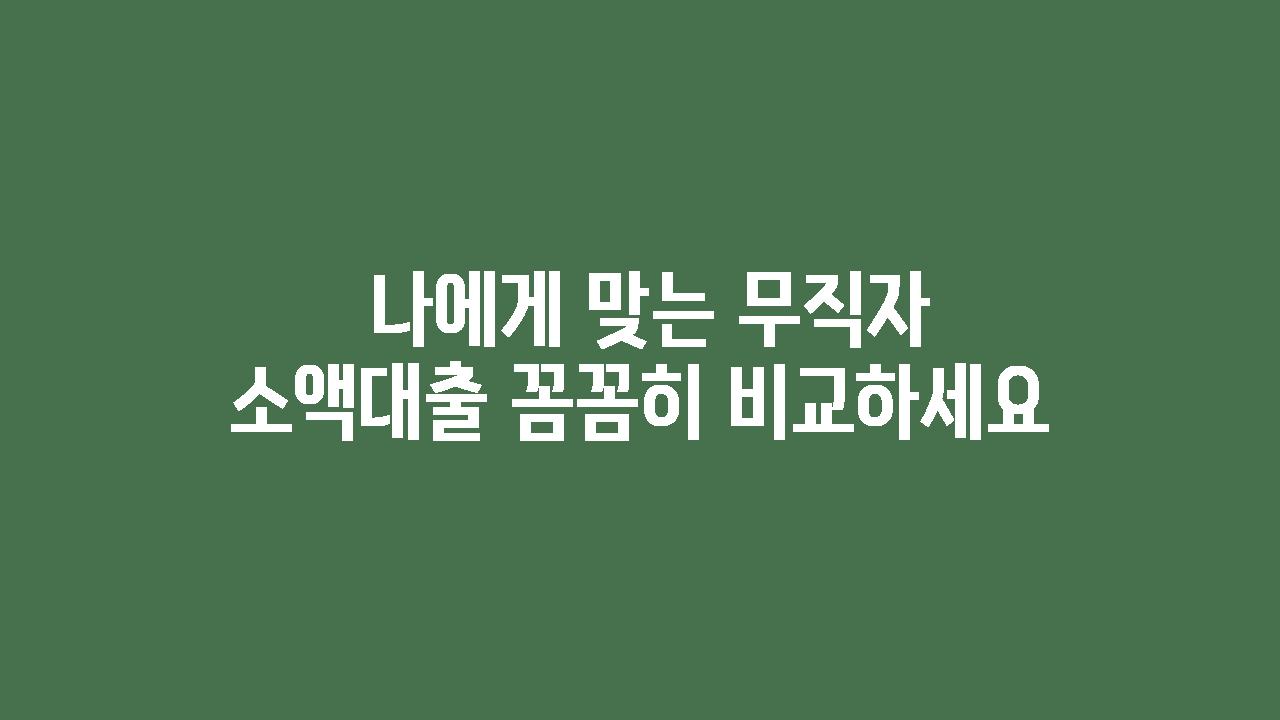  나에게 맞는 무직자 소액대출 꼼꼼히 비교하세요