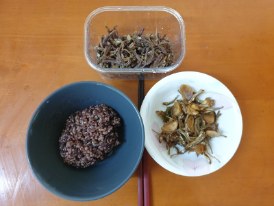 현미밥-고사리나물-멸치볶음
