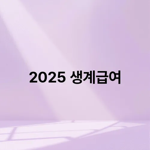 2025 생계급여