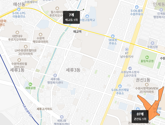 수원역 센트럴 어반시티 아파트 입지분석 - 수원역 센트럴 어반시티 아파트 권선동 학원가