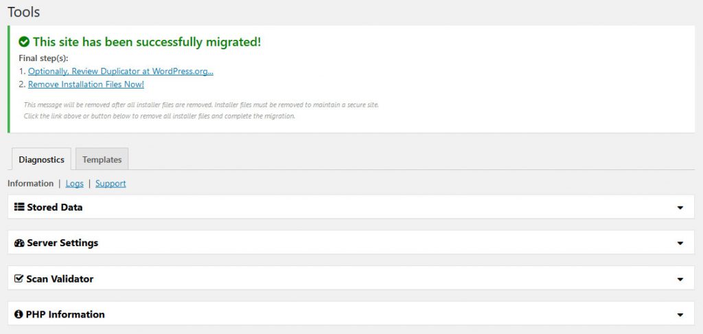 듀플리케이터 사이트 이전 실행