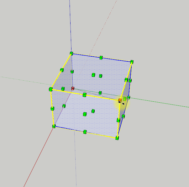 오브젝트의 한 꼭지점 그립을 잡고 움직일때 모습