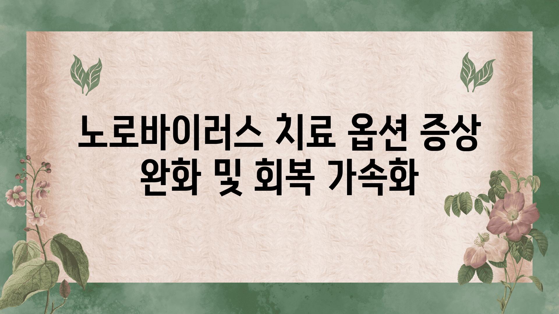 노로바이러스 치료 옵션 증상 완화 및 회복 가속화