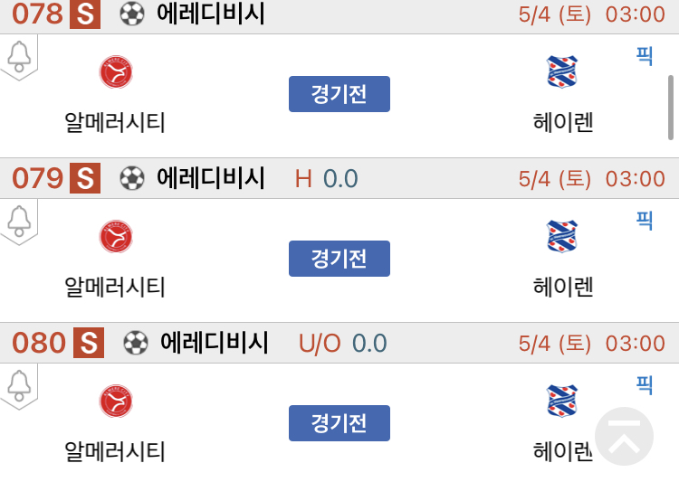 [진짜총판] 5월4일 알메러시티 VS 헤이렌 축구분석