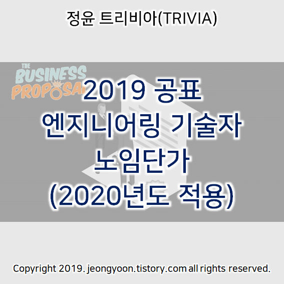  2019 공표 엔지니어링 기술자 노임단가(2020년도 적용)
