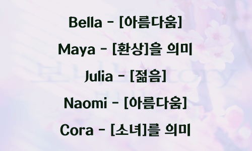 여자-영어-이름-모음-사진