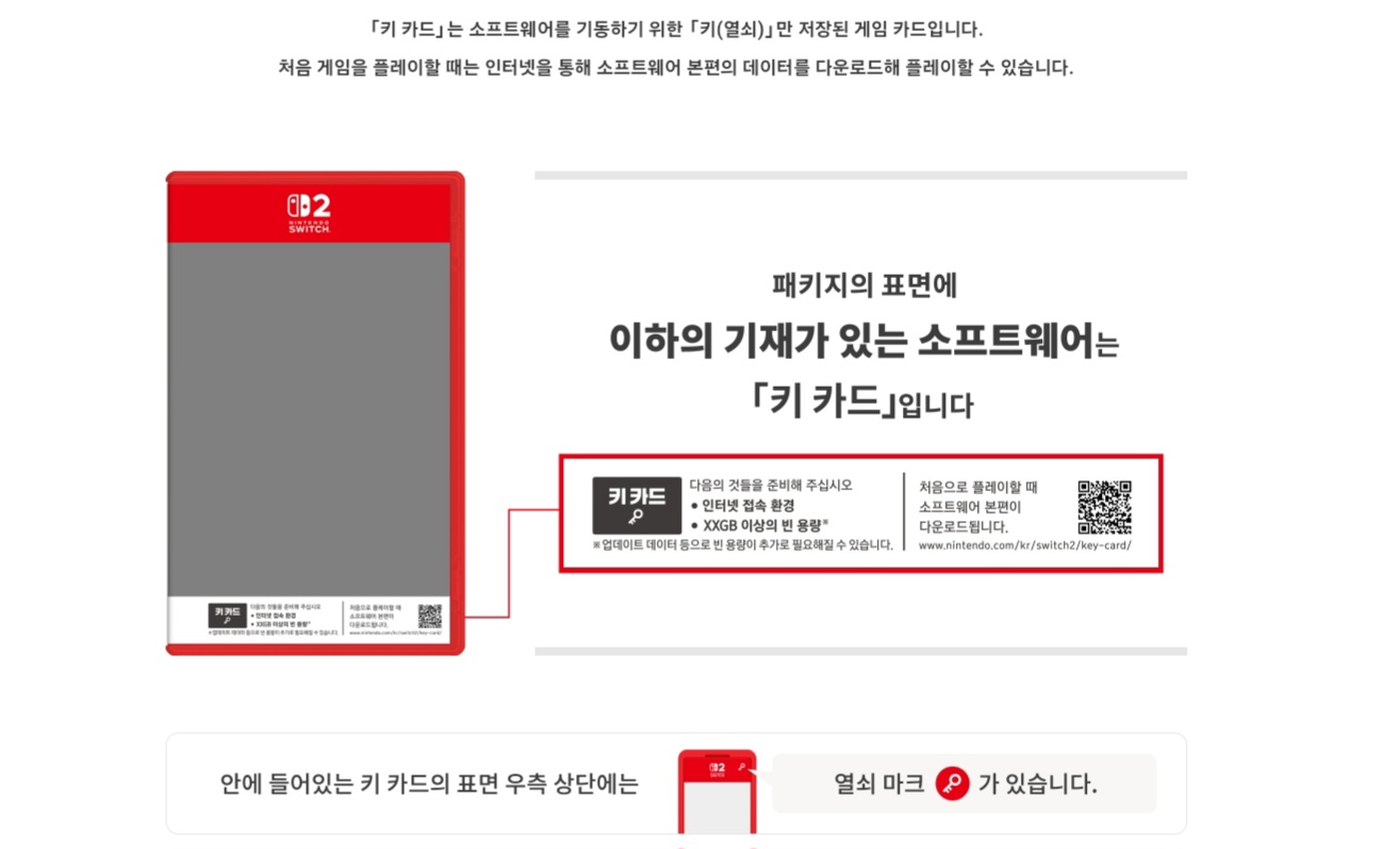 키 카드 설명 이미지 [출처 : 닌텐도 공식 사이트]