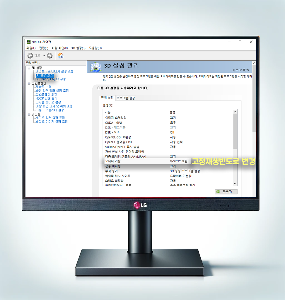 G sync 기능 끄기