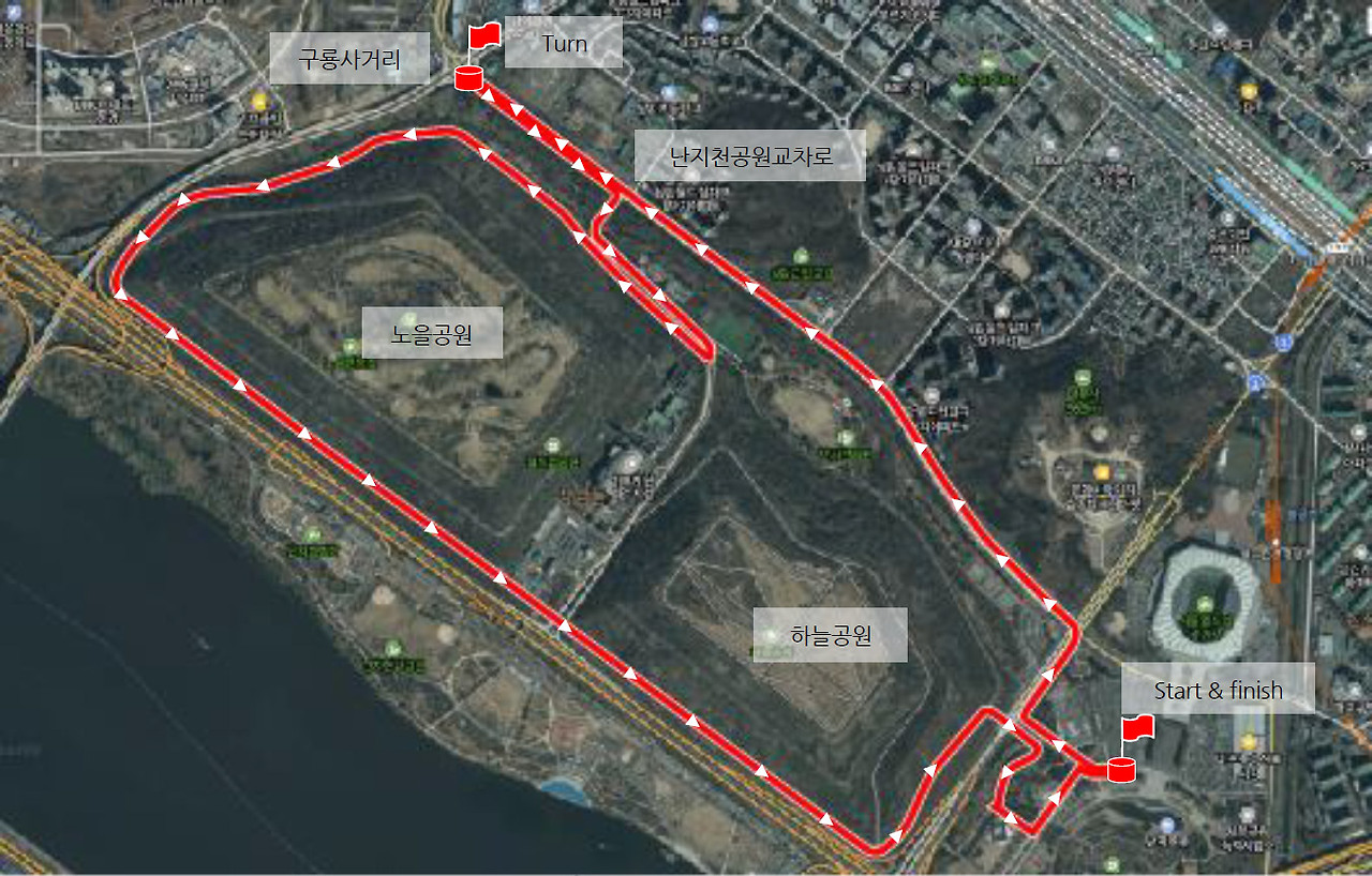제15회 대한경제 마라톤 대회 10km 코스 지도
