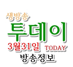  3월 31일 생방송 투데이 방송정보입니다