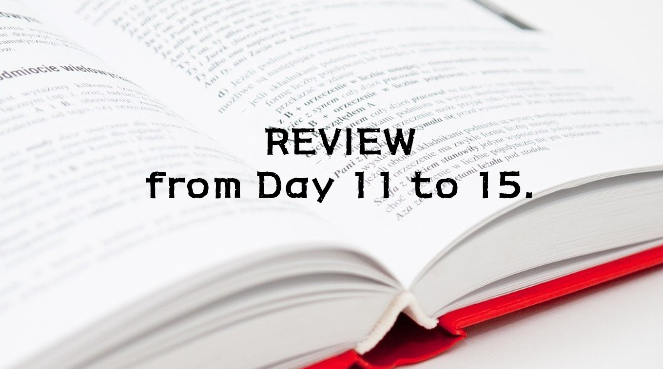 REVIEW from Day 11 to 15