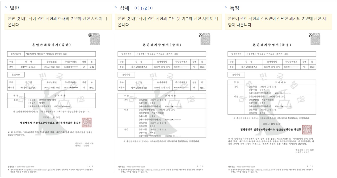 혼인관계증명서 인터넷 발급방법(무료)