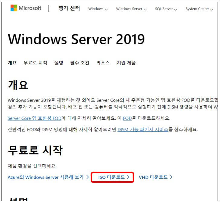 Windows Server 2019 ISO 다운로드
