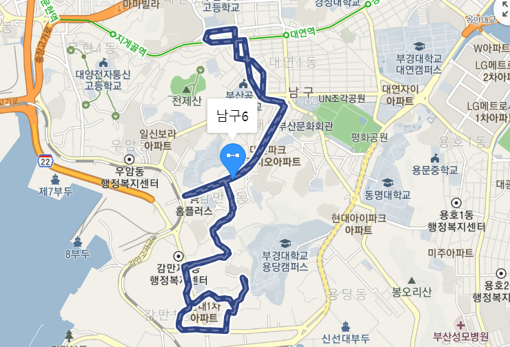  [마을]부산광역시 남구 6번 버스 : 부경대, 남강시장, 남구청, 못골역