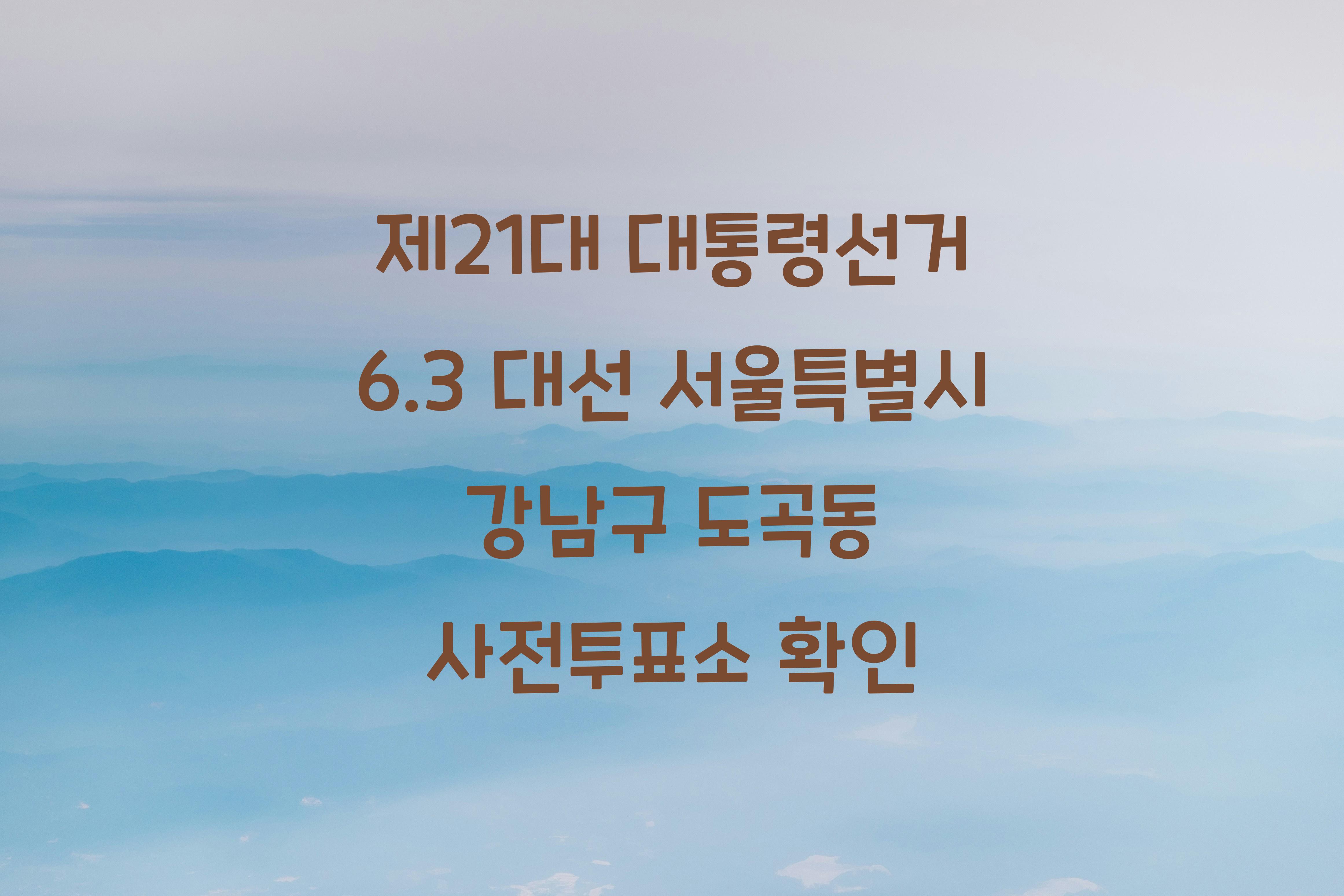 제21대 대통령선거 6.3 대선 서울특별시 강남구 도곡동 사전투표소 안내 │서울특별시 강남구 도곡동 대통령 후보자 및 여론조사 확인