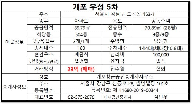 우성5차28평매매