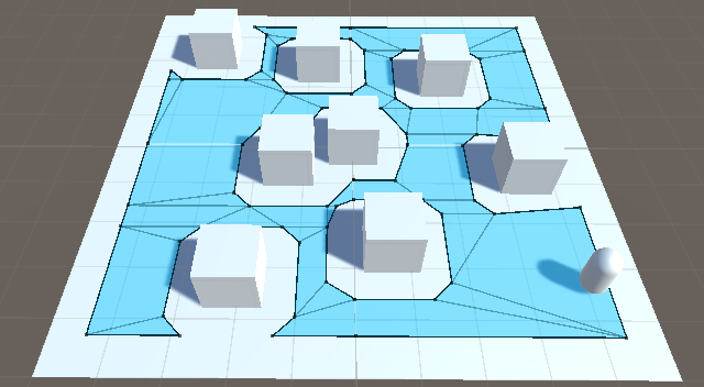 Agent Radius 값으로 이동가능 영역을 조절 할 수 있다.