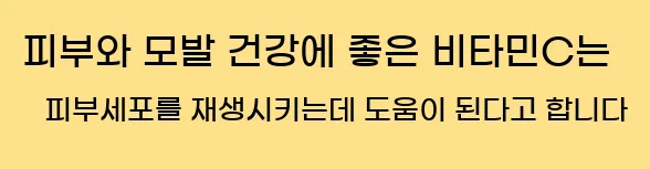 피부와 모발 건강에 좋은 비타민C는 피부세포를 재생시키는데 도움이 된다고 합니다