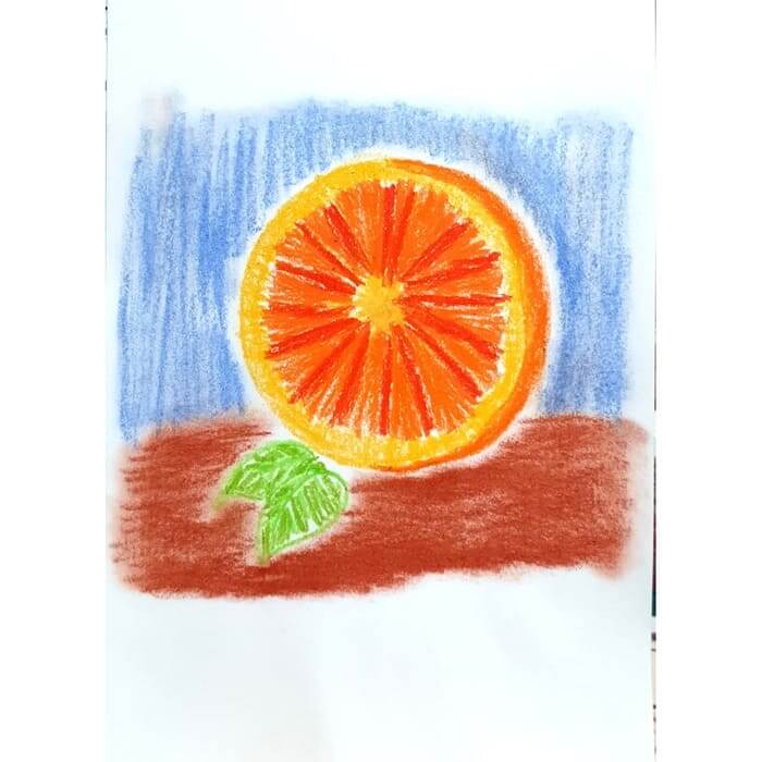  Orange 오렌지 일러스트레이션 크레파스화 그리기