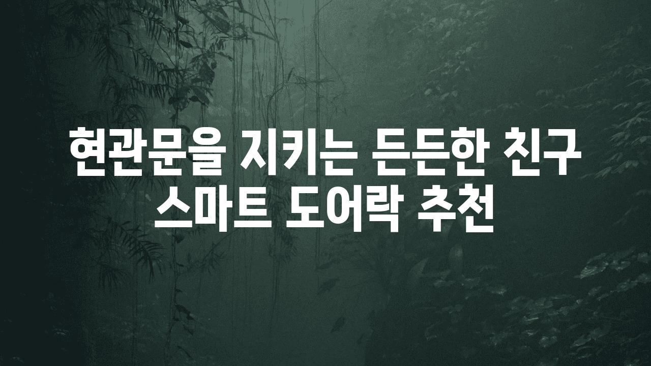 현관문을 지키는 든든한 친구 스마트 도어락 추천