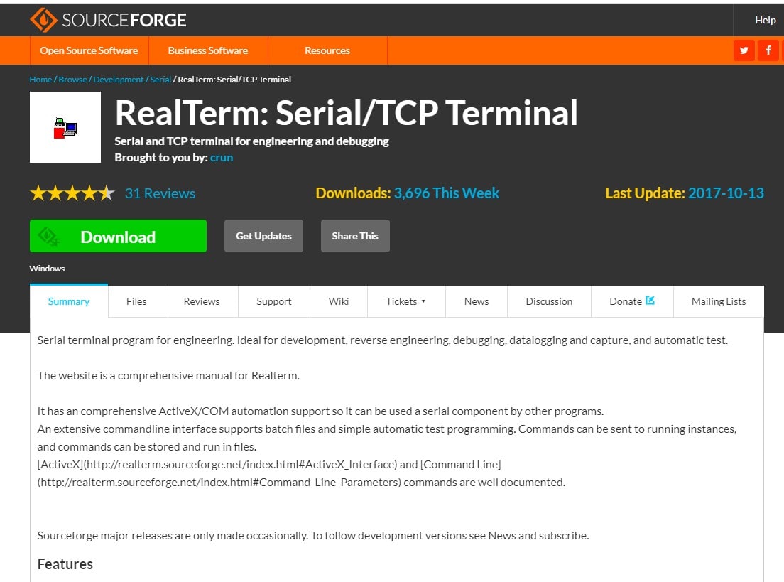 RealTerm-프로그램을-설치-홈페이지