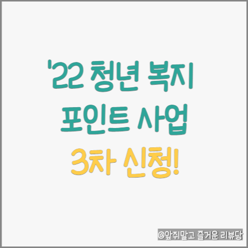  22년 청년 복지 포인트 사업 신청 방법(3차 신청 기간 ~11.15 까지)