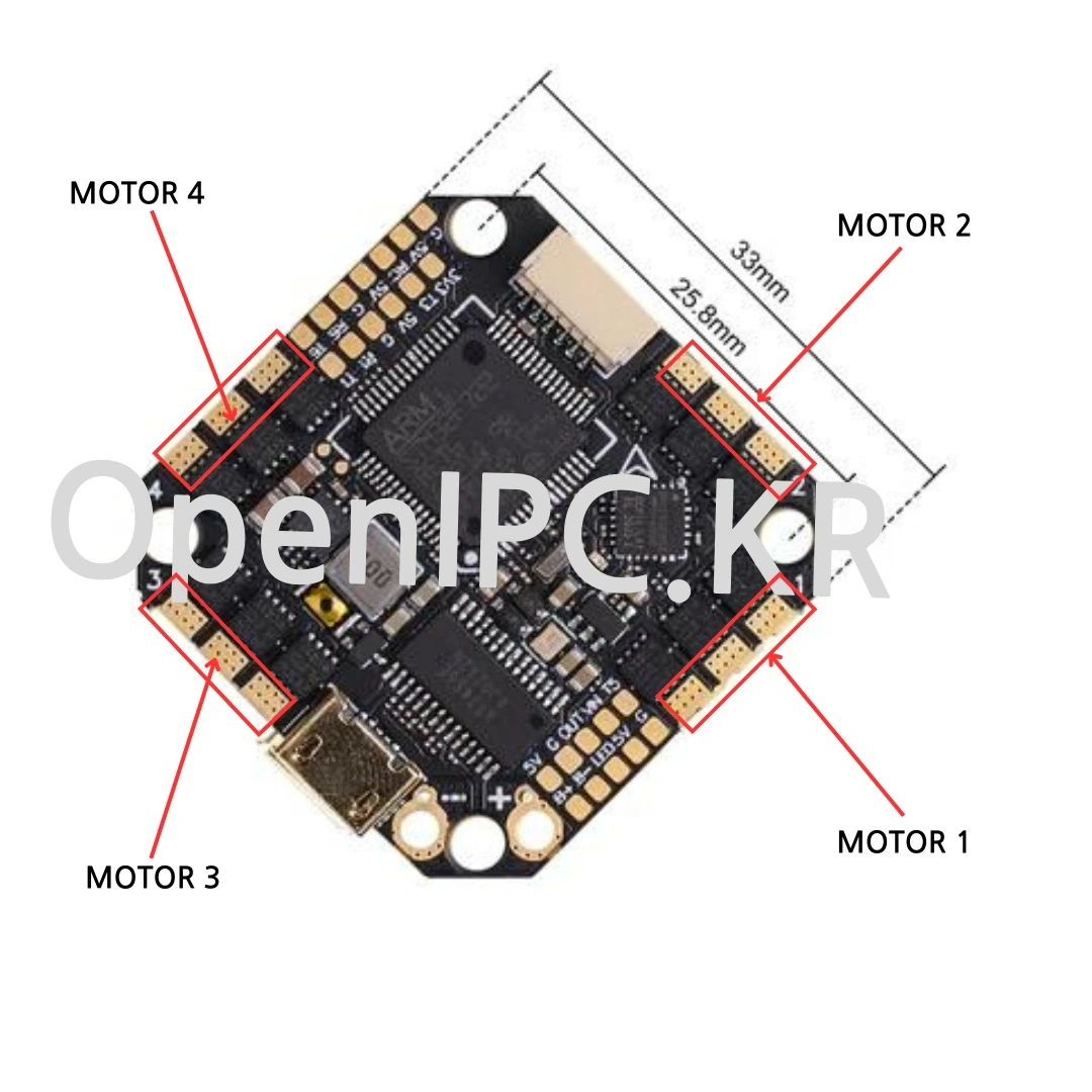 3-5인치 FPV BetaFPV F722 35A AIO 보드 모터 연결단자