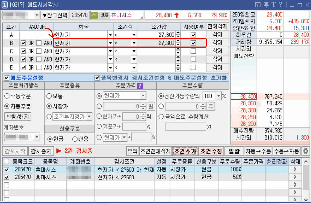 매도시세감시 두번째 조건