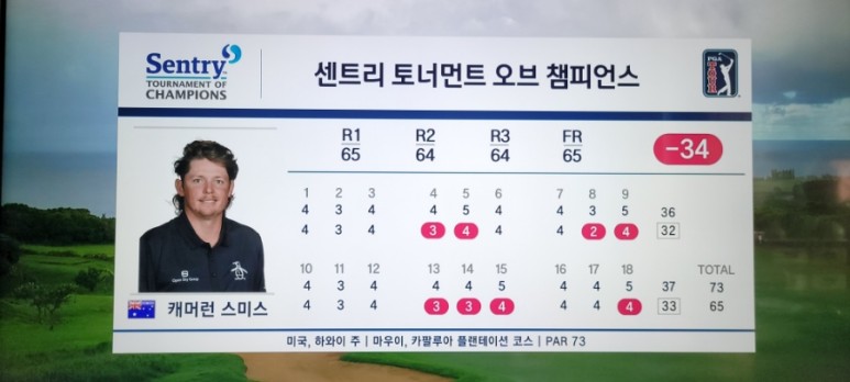 pga 우승 PGA투어 2022 개막전, 호주 캐머런 9