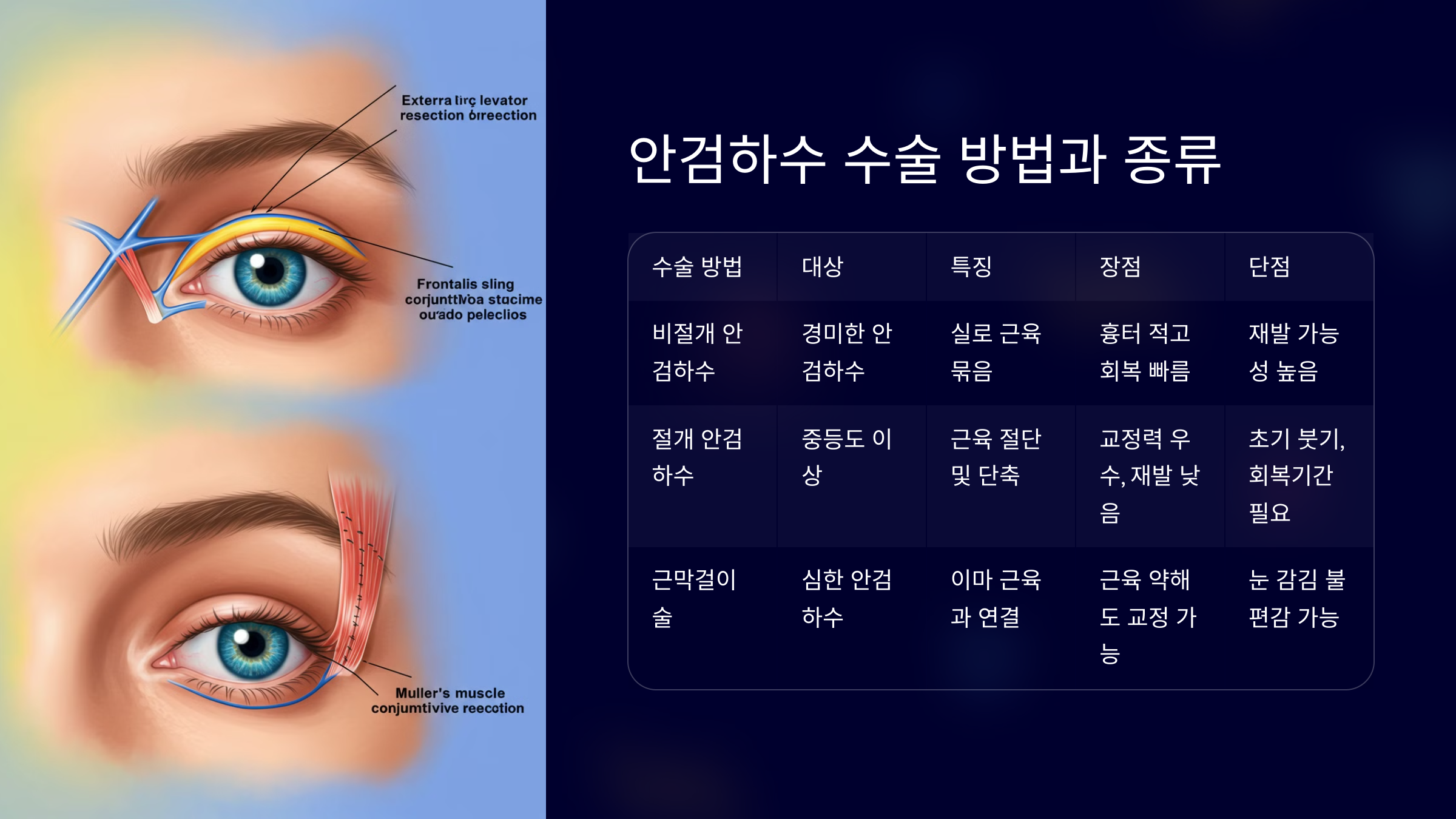안검하수 수술 방법과 종류