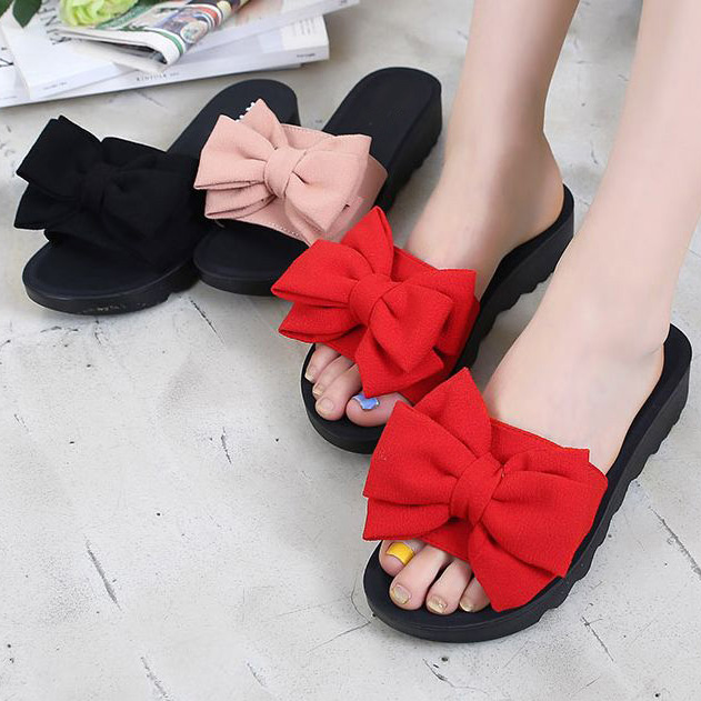  볼륨리본콤비 4cm 슬리퍼