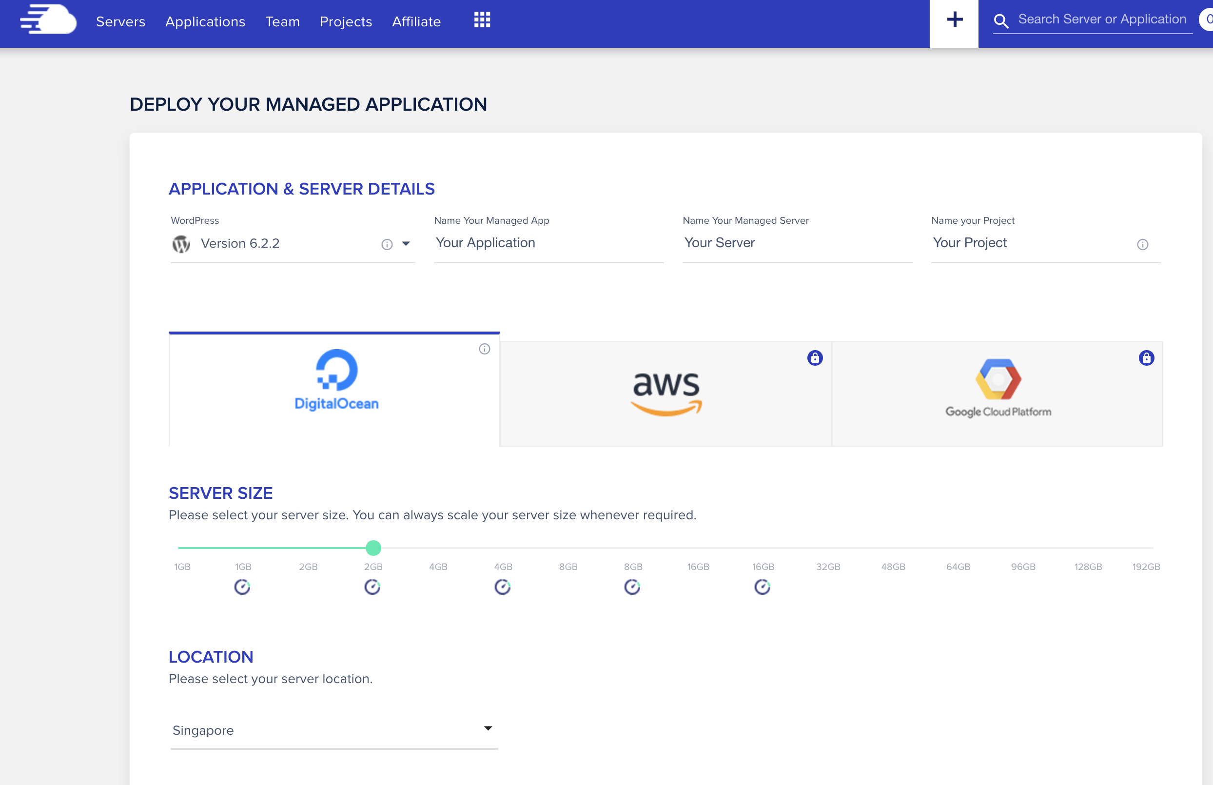 Cloudways 클라우드웨이즈 가입을 위한 선택사항들