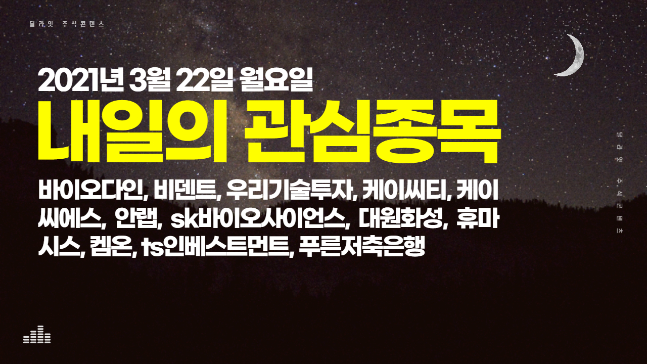  디지털화폐 관련주 - 2021년 3월 22일 내일의 관심종목