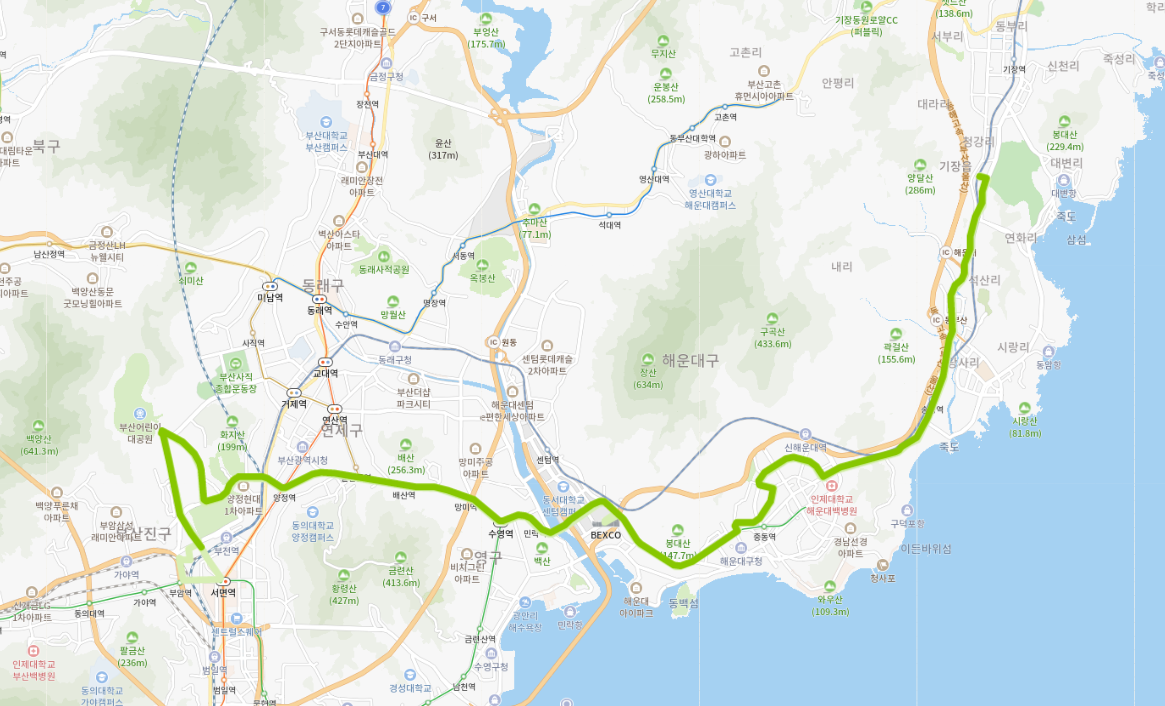  [시내]부산 63번 버스 노선 정보 : 기장, 송정역, 해운대역, 벡스코, 서면역