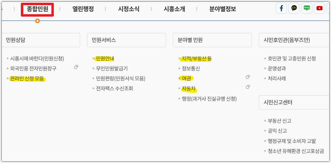 시흥시청 누리집 홈페이지