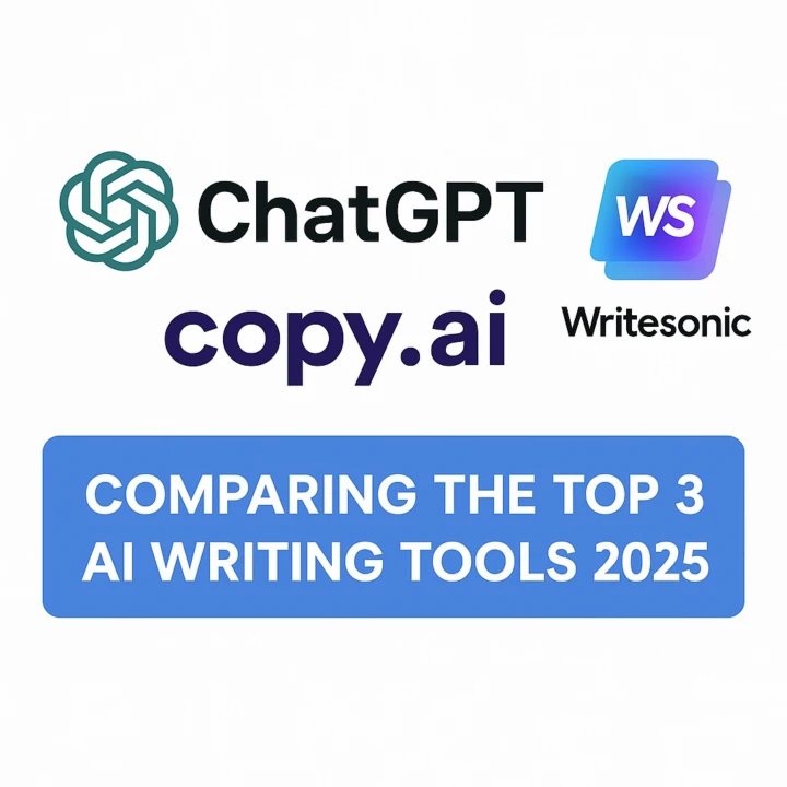 ChatGPT, Copy.ai, Writesonic 대표 로고와 비교 주제
