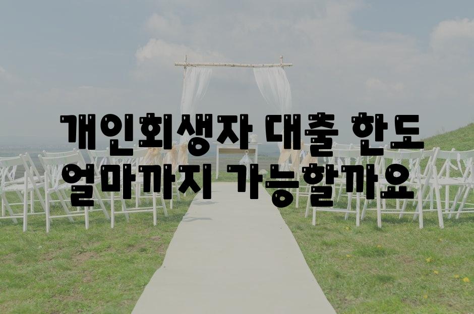  개인회생자 대출 한도 얼마까지 가능할까요