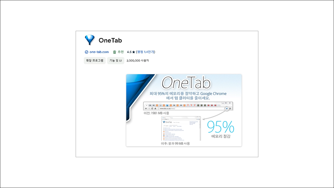 크롬 메모리 사용량